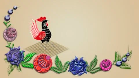 Beige background with folk Russian patterns for the design of textiles Stock Illustration