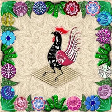 Beige background with folk Russian patterns for the design of textiles Stock Illustration