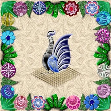 Beige background with folk Russian patterns for the design of textiles Stock Illustration