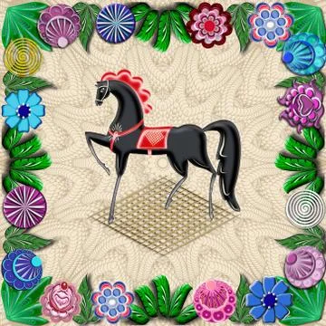 Beige background with folk Russian patterns for the design of textiles Stock Illustration