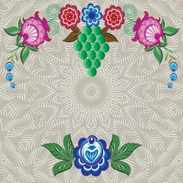 Beige background with folk Russian patterns for the design of textiles, the p Stock Illustration