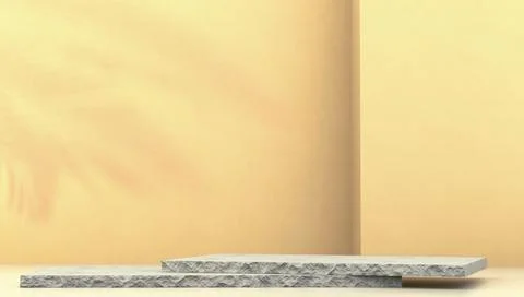 Beige background for product presentation. Shadow of palm leafs. Podium made of Stock Illustration