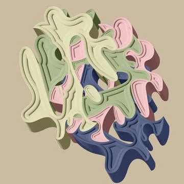 On a beige background there are colored three-dimensional elements.3d. Stock Illustration