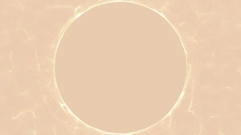 On a beige background there is a circle with golden particles moving around, in Stock Footage 282303018