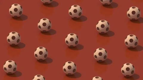 Beige balls, brown background. Abstract illustration, 3d rendering. Stock Illustration