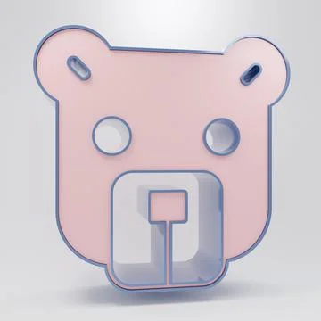Beige Bear head icon isolated on grey background. Minimalism concept. 3D re.. Stockillustratie