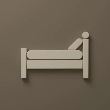 Beige Bed icon isolated on brown background. Minimalism concept. 3D render .. Stockillustratie