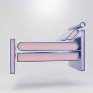 Beige Bed icon isolated on grey background. Minimalism concept. 3D render i.. Stockillustratie
