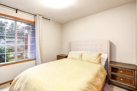 Beige bedroom interior Stock Photos