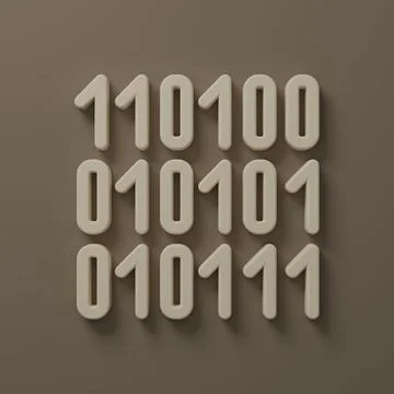 Beige Binary code icon isolated on brown background. Minimalism concept. 3D.. イラスト素材