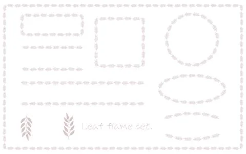 Beige Botanical Leaf Frame Set Illustration