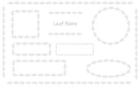 Beige Botanical Leaf Frame Set Stockillustratie