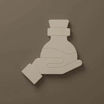 Beige Bottle with potion icon isolated on brown background. Flask with magi.. Ilustração Stock