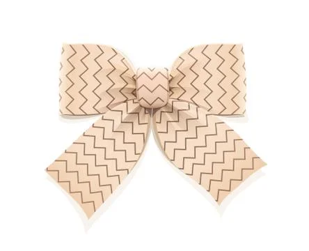 Beige bow. Decorative element for gift. Stock Illustration
