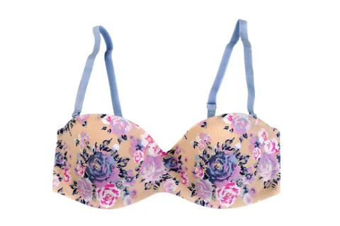 Beige bra with floral pattern. Stock Photos
