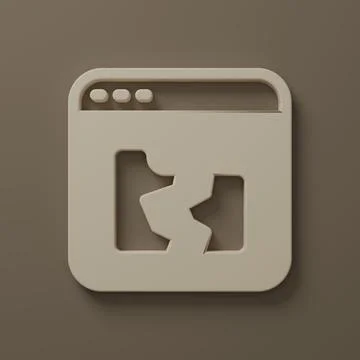 Beige Broken file icon isolated on brown background. Minimalism concept. 3D.. 스톡 일러스트
