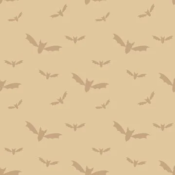 Beige Brown Bat Seamless Pattern for Neutral Halloween Background イラスト素材