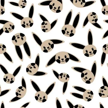 Beige bunny pattern on white background Stock Illustration