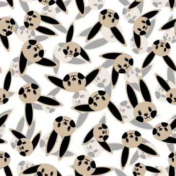 Beige bunny pattern on white background Stock Illustration