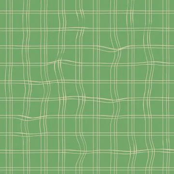 Beige cage checkered seamless pattern on a green background Stock Illustration