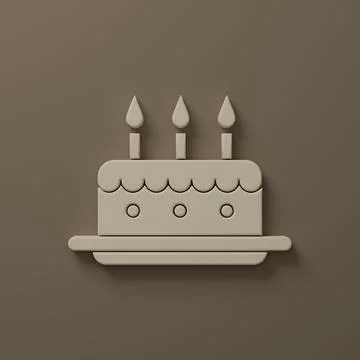 Beige Cake with burning candles icon isolated on brown background. Happy Bi.. Stock Illustration