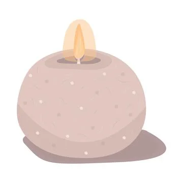 Beige candle with flame Stock Illustration