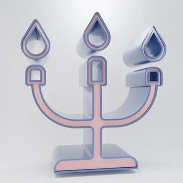 Beige Candlestick icon isolated on grey background. Happy Valentines day. M.. Stock Illustration