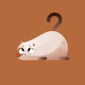 Beige Cartoon Fat Cat Crying. Vector clipart.	 Stock Illustration