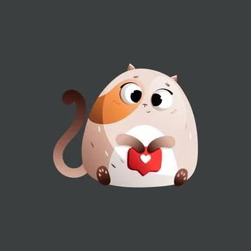 Beige Cartoon Fat Cat Put A Like. Vector clipart.	 Stock Illustration