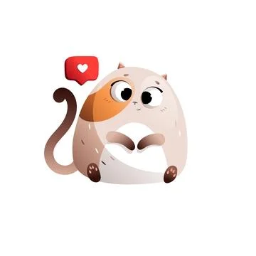 Beige Cartoon Fat Cat Put A Like. Vector clipart.	 Stock Illustration