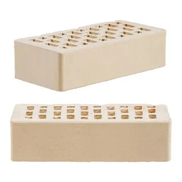 Beige ceramic brick is isolated on a white background. Stock Photos