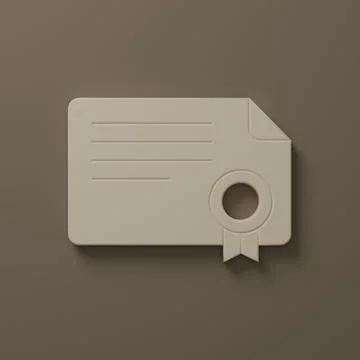Beige Certificate template icon isolated on brown background. Achievement, .. Stock Illustration