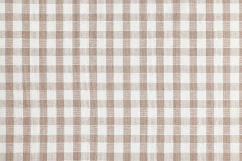 Beige checkered fabric. tablecloth texture Stock Photos