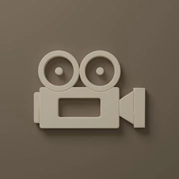 Beige Cinema camera icon isolated on brown background. Video camera. Movie .. イラスト素材