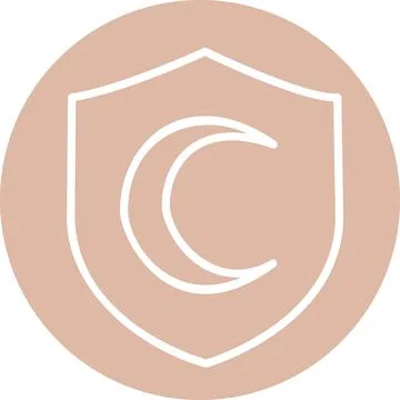 Beige circular shield crescent moon icon Stock Illustration