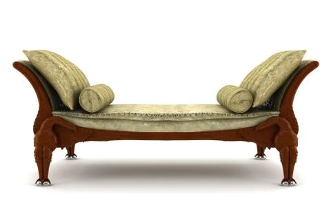 Beige classic sofa isolated on white background with clipping path Stock Illustration