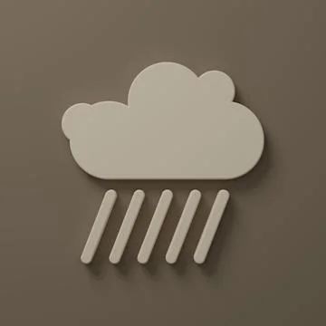 Beige Cloud with rain icon isolated on brown background. Rain cloud precipi.. Stock Illustration