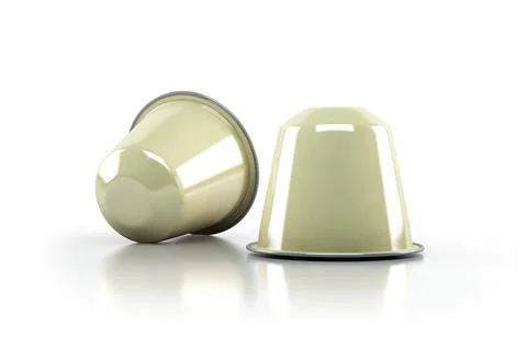 Beige coffee capsules for coffee maker isolated on white background Stock Illustration