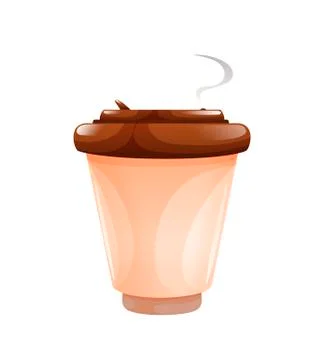 Beige coffee cup with a brown cap, hot drink Stock Illustration