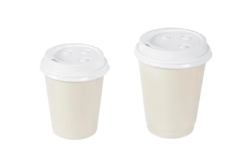 Beige coffee cups isolated Stock Photos