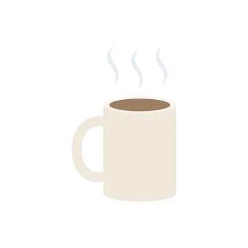 Beige coffee mug with steam. Vector Stock Illustration