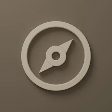 Beige Compass icon isolated on brown background. Windrose navigation symbol.. Stockillustratie