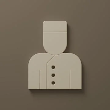 Beige Concierge icon isolated on brown background. Minimalism concept. 3D r.. Stock Illustration