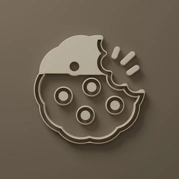 Beige Cookie or biscuit with chocolate icon isolated on brown background. M.. Stock Illustration