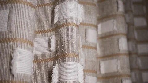 Beige curtain with geometric pattern Stock Footage 267971449