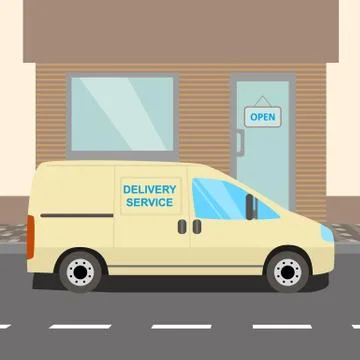 Beige delivery Van Illustrazione stock