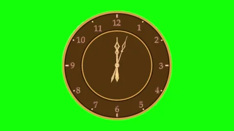 Beige dial, gold hands, Arabic numerals with moving hands counterclockwise on gr 库存影片 305271882