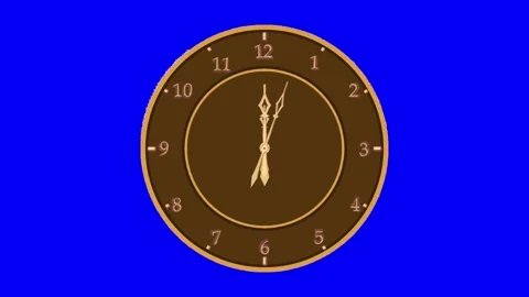 Beige dial, gold hands, Arabic numerals with moving hands counterclockwise on bl Stock Footage 308607096