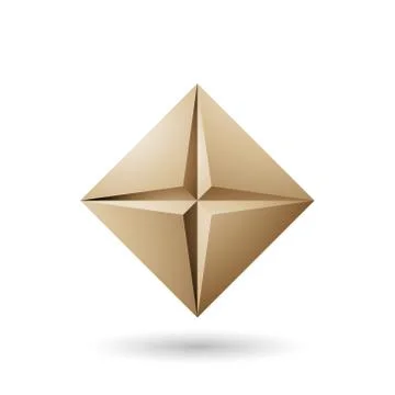 Beige Diamond Icon with a Star Shape Vector Illustration Stock Illustration