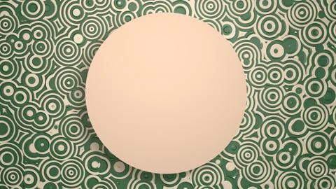 Beige disk on green background with bubbles Ilustração Stock